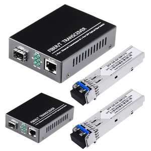 2 Pack 1.25G/s Bidi Gigabit Single-Mode Fiber to Ethernet Media Converter with 2PCS Bidi SFP LC Dual Transceiver Module Included, 10/100/1000Base-Tx to 1000Base-LX SMF RJ45 to SFP Slot up to 550M 2 Pack 1.25G/s Bidi Gigabit Single-Mode Fiber to Ethernet Media Converter with 2PCS Bidi SFP LC Dual Transceiver Module Included, 10/100/1000Base-Tx to 1000Base-LX SMF RJ45 to SFP Slot up to 550M