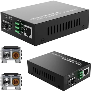 2Pack BiDi Gigabit Multi-Mode Fiber Ethernet Media Converters, with 2Pack Dual SFP LC Transceiver Module 850nm 1.25Gbps, 1000Base-SX to 10/100/1000Base-TX, LC Connector, RJ45 Interface MMF, Up to 550m 2Pack BiDi Gigabit Multi-Mode Fiber Ethernet Media Converters, with 2Pack Dual SFP LC Transceiver Module 850nm 1.25Gbps, 1000Base-SX to 10/100/1000Base-TX, LC Connector, RJ45 Interface MMF, Up to 550m