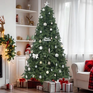 Green Spruce Artificial Christmas Tree, 6ft Artificial Pine Tree with 880 Branch Tips and Metal Hinges, and Foldable Base for Home, Office, and Party Decorations Green Spruce Artificial Christmas Tree, 6ft Artificial Pine Tree with 880 Branch Tips and Metal Hinges, and Foldable Base for Home, Office, and Party Decorations