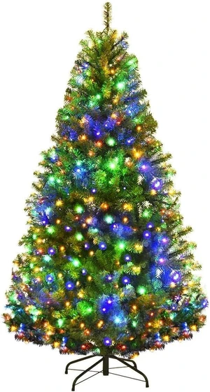 5FT Pre-Lit Artificial Christmas Tree, Hinged Spruce Xmas Full Tree with 150 LED Multicolor Lights, 11 Lighting Modes, 600 PVC Branch, Foldable Base, for Indoor Home Office Decoration 5FT Pre-Lit Artificial Christmas Tree, Hinged Spruce Xmas Full Tree with 150 LED Multicolor Lights, 11 Lighting Modes, 600 PVC Branch, Foldable Base, for Indoor Home Office Decoration