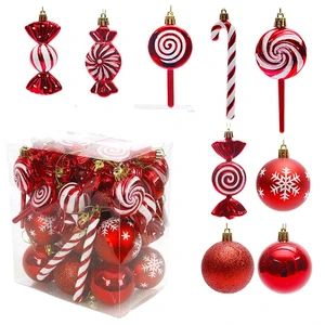 36 Pcs Christmas Ornaments, MOYEE Shatterproof Plastic Christmas Ornaments for Tree - Candy Cane Christmas Decorations Candies Christmas Ball Ornaments (Red) 36 Pcs Christmas Ornaments, MOYEE Shatterproof Plastic Christmas Ornaments for Tree - Candy Cane Christmas Decorations Candies Christmas Ball Ornaments (Red)