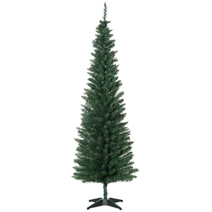 6' Artificial Pencil Christmas Tree 390 Realistic Branch Tips Green | 499 Realistic Branch Tips, Slim Xmas Tree, Plastic Stand 6' Artificial Pencil Christmas Tree 390 Realistic Branch Tips Green | 499 Realistic Branch Tips, Slim Xmas Tree, Plastic Stand