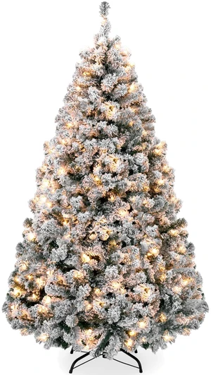 4.5ft Pre-Lit Artificial Christmas Tree Twinkling LEDs, Snow Flocked Design Pine Tree, Full Appearance Lighted Snowy w/Easy Assembly, 200 Lights, 400 Tips Metal Stand 4.5ft Pre-Lit Artificial Christmas Tree Twinkling LEDs, Snow Flocked Design Pine Tree, Full Appearance Lighted Snowy w/Easy Assembly, 200 Lights, 400 Tips Metal Stand