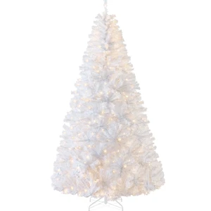 White Christmas Tree 6ft Pre-Lit Artificial Pine Tree Premium Holiday Decoration w/Warm White Lights, Stand, Easy Assembly White Christmas Tree 6ft Pre-Lit Artificial Pine Tree Premium Holiday Decoration w/Warm White Lights, Stand, Easy Assembly