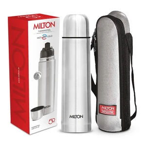 Milton Flask 34 oz Insulated Water Bottle with Cover, Flip Lid, Thermosteel | Stainless Steel, Double Wall Vacuum Insulation, Keeps Drinks Hot & Cold up to 24 Hours, Leak Proof, Silver Milton Flask 34 oz Insulated Water Bottle with Cover, Flip Lid, Thermosteel | Stainless Steel, Double Wall Vacuum Insulation, Keeps Drinks Hot & Cold up to 24 Hours, Leak Proof, Silver