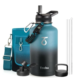64 oz Water Bottle Stainless Steel with 3 Lids, Paracord Handle & Bag | Half Gallon Large Insulated Jug, Triple Wall Vacuum Copper Plated, Dishwasher Safe, Cold 48Hrs for Outdoor, Hiking, Gym 64 oz Water Bottle Stainless Steel with 3 Lids, Paracord Handle & Bag | Half Gallon Large Insulated Jug, Triple Wall Vacuum Copper Plated, Dishwasher Safe, Cold 48Hrs for Outdoor, Hiking, Gym