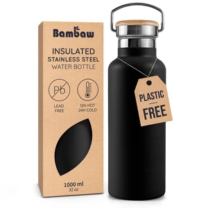 Insulated Water Bottle 32 oz, Wide Mouth Stainless Steel Water Bottle with Handle, Made of High-Grade Stainless Steel, Convenient for Hot & Cold Drinks (Jet Black) Insulated Water Bottle 32 oz, Wide Mouth Stainless Steel Water Bottle with Handle, Made of High-Grade Stainless Steel, Convenient for Hot & Cold Drinks (Jet Black)