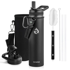 Insulated Water Bottle 24 oz, Triple Wall Vacuum Stainless Steel | (Cold for 24Hrs, Hot for 12Hrs), Leak Proof & Non-BPA, Modern Water Flask Jug with Paracord Handle & Straw Spout Lids Insulated Water Bottle 24 oz, Triple Wall Vacuum Stainless Steel | (Cold for 24Hrs, Hot for 12Hrs), Leak Proof & Non-BPA, Modern Water Flask Jug with Paracord Handle & Straw Spout Lids
