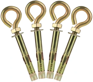 4 Pack 3/8" x 4-5/16" Concrete Anchor Eye Bolts, Carbon Steel Expansion Sleeve Bolts with Ring, Heavy-Duty Masonry Anchors for Brick & Cement Walls, Easy Installation 4 Pack 3/8" x 4-5/16" Concrete Anchor Eye Bolts, Carbon Steel Expansion Sleeve Bolts with Ring, Heavy-Duty Masonry Anchors for Brick & Cement Walls, Easy Installation