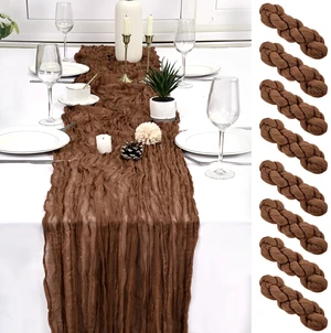 8 Pack Brown Cheesecloth Table Runners, 17" x 108" Boho Gauze Table Runner for Wedding, Party, Baby Shower, Bridal Shower & Home Decor 8 Pack Brown Cheesecloth Table Runners, 17" x 108" Boho Gauze Table Runner for Wedding, Party, Baby Shower, Bridal Shower & Home Decor