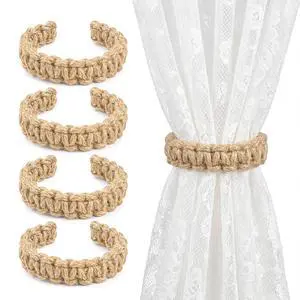 4 Pack Boho Curtain Tiebacks, Braided Brown Curtain Holdbacks, Bendable & Adjustable Curtain Clips, Rustic Natural Design for Living Room, Bedroom, Kitchen, Patio, Balcony & Gazebo 4 Pack Boho Curtain Tiebacks, Braided Brown Curtain Holdbacks, Bendable & Adjustable Curtain Clips, Rustic Natural Design for Living Room, Bedroom, Kitchen, Patio, Balcony & Gazebo