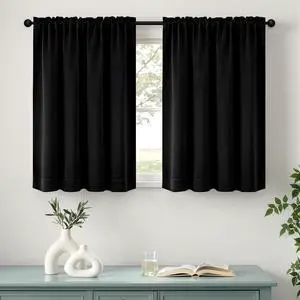 2 Pack Black Halloween Short Blackout Curtains, 40" x 36" Room Darkening Half Window Curtains, Privacy Kitchen, Cafe, RV, Basement & Bedroom Drapes, Rod Pocket, Small Tier Window Curtains 2 Pack Black Halloween Short Blackout Curtains, 40" x 36" Room Darkening Half Window Curtains, Privacy Kitchen, Cafe, RV, Basement & Bedroom Drapes, Rod Pocket, Small Tier Window Curtains
