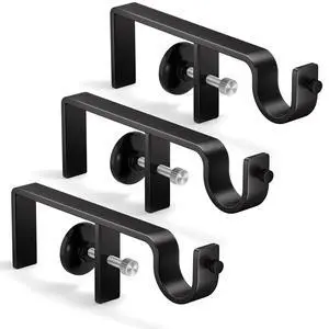 3 Pack Over-Blinds Curtain Rod Brackets, No-Drill Adjustable Mounting Brackets for Outside-Mounted Blinds, Curtain Rod Holders for Windows, Black 3 Pack Over-Blinds Curtain Rod Brackets, No-Drill Adjustable Mounting Brackets for Outside-Mounted Blinds, Curtain Rod Holders for Windows, Black
