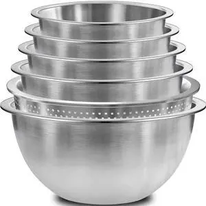 6-Piece Stainless Steel Mixing Bowl Set with Colander, 5 Mixing & Prep Bowls with 1 Strainer, Kitchen Bowls for Salad, Cooking, Serving & Food Storage, Home Kitchen Essentials 6-Piece Stainless Steel Mixing Bowl Set with Colander, 5 Mixing & Prep Bowls with 1 Strainer, Kitchen Bowls for Salad, Cooking, Serving & Food Storage, Home Kitchen Essentials