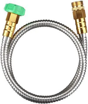 3FT 304 Stainless Steel Metal Garden Hose, Female to Male Metal Connector, Flexible Short Water Hose with Leakproof Fittings, Kink Free, Dog Chew Proof Leader Hose for RV, Reel Extension 3FT 304 Stainless Steel Metal Garden Hose, Female to Male Metal Connector, Flexible Short Water Hose with Leakproof Fittings, Kink Free, Dog Chew Proof Leader Hose for RV, Reel Extension