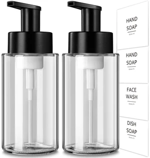 Foaming Soap Dispenser, 10 oz/300ml Foaming Hand Soap Dispenser, 2 Pack Glass Foaming Soap Dispenser for Bathroom Kitchen, Clear Refillable Foam Soap Dispenser Bottle with Waterproof Labels Foaming Soap Dispenser, 10 oz/300ml Foaming Hand Soap Dispenser, 2 Pack Glass Foaming Soap Dispenser for Bathroom Kitchen, Clear Refillable Foam Soap Dispenser Bottle with Waterproof Labels