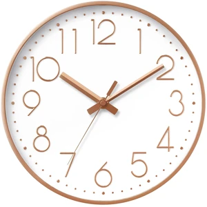 Wall Clock 8 Inch Rose Gold Decorative, Battery Operated Silent | Bold 3D Numbers Easy Read; Silent Non Ticking; Battery Operated, 1 AA Not Included; For Classroom, Bathroom, Living Room Wall Clock 8 Inch Rose Gold Decorative, Battery Operated Silent | Bold 3D Numbers Easy Read; Silent Non Ticking; Battery Operated, 1 AA Not Included; For Classroom, Bathroom, Living Room