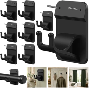 No Drill Curtain Rod Brackets, 8-Pack Adhesive Hooks with Invisible Nails | Rental Friendly Curtain Rod Holders, Compact 30 lb Brackets for Apartments, Bathrooms, Kitchens, Bedrooms, RVs and Blinds No Drill Curtain Rod Brackets, 8-Pack Adhesive Hooks with Invisible Nails | Rental Friendly Curtain Rod Holders, Compact 30 lb Brackets for Apartments, Bathrooms, Kitchens, Bedrooms, RVs and Blinds