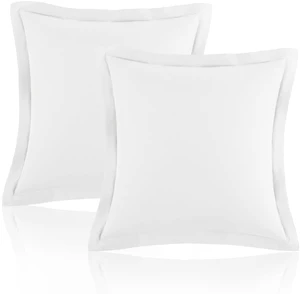 White Euro Sham Covers 26x26 Inch, Set of 2, Wide Flange | Premium Microfiber, 2 Inch Wide Flange, Soft And Breathable, Envelope Closure, Wrinkle And Fade Resistant, Machine Washable White Euro Sham Covers 26x26 Inch, Set of 2, Wide Flange | Premium Microfiber, 2 Inch Wide Flange, Soft And Breathable, Envelope Closure, Wrinkle And Fade Resistant, Machine Washable