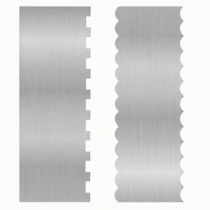2 Pcs Stainless Metal Cake Scraper Smoother Double Sided Patterned Edge Cake Decorating Supplies Spatula Frosting Icing Tools Comb for Icing Cakes Buttercream Decorating 2 Pcs Stainless Metal Cake Scraper Smoother Double Sided Patterned Edge Cake Decorating Supplies Spatula Frosting Icing Tools Comb for Icing Cakes Buttercream Decorating