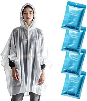 Disposable Rain Ponchos for Adults - Clear Ponchos with Hood, Compact and Clear, Emergency Poncho - Rain Poncho - Ponchos Adult - Travel Rain Poncho Hiking, Camping - Ponchos Bulk (Pack of 4) Disposable Rain Ponchos for Adults - Clear Ponchos with Hood, Compact and Clear, Emergency Poncho - Rain Poncho - Ponchos Adult - Travel Rain Poncho Hiking, Camping - Ponchos Bulk (Pack of 4)