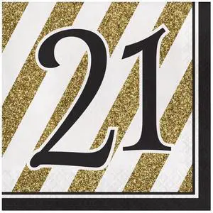 Black and Gold 16-Count Paper Lunch Napkins, 21, One size (317538) Black and Gold 16-Count Paper Lunch Napkins, 21, One size (317538)