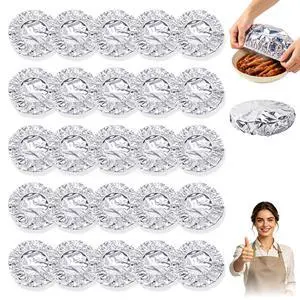 50PCS Reusable Aluminum Foil Food Covers, Heat-Insulating, Freshness-Preserving, Freshness-Preserving Kitchen Lids for Meal Prep, Baking, Food Storage 50PCS Reusable Aluminum Foil Food Covers, Heat-Insulating, Freshness-Preserving, Freshness-Preserving Kitchen Lids for Meal Prep, Baking, Food Storage