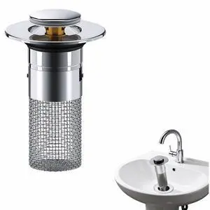 Sink Stopper Hair Catcher - Pop-Up Drain Strainer with Removable 304 Stainless Steel Basket, Quick Install Anti-Clog Anti-Smell Universal Bathroom Sink Drain Filter for Bathroom Vanity Sink Stopper Hair Catcher - Pop-Up Drain Strainer with Removable 304 Stainless Steel Basket, Quick Install Anti-Clog Anti-Smell Universal Bathroom Sink Drain Filter for Bathroom Vanity