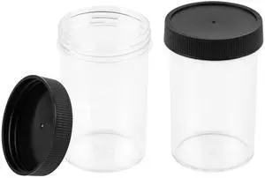 5.4 Oz Clear Plastic Jars with Black Lids, 160ml Round Food Storage Containers for Dry Goods, Cereals, Spices and More, Pack of 2 5.4 Oz Clear Plastic Jars with Black Lids, 160ml Round Food Storage Containers for Dry Goods, Cereals, Spices and More, Pack of 2