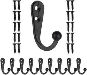 10 PCS Coat Hooks Wall Mounted, Premium Black Metal Wall Hooks for Hanging Coats, Wall Hook, Coat Hook, Towel Hooks for Hat Keys Closet Bag Backpack Hanger Farmhouse with 20Screws 10 PCS Coat Hooks Wall Mounted, Premium Black Metal Wall Hooks for Hanging Coats, Wall Hook, Coat Hook, Towel Hooks for Hat Keys Closet Bag Backpack Hanger Farmhouse with 20Screws