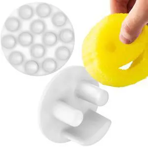 Smiley Sponge Holder for Kitchen Sink - 14 Suction Cups | Open-basket scrub sponge caddy grips the sink with 14 strong suction cups - fits round & rectangular sponges Smiley Sponge Holder for Kitchen Sink - 14 Suction Cups | Open-basket scrub sponge caddy grips the sink with 14 strong suction cups - fits round & rectangular sponges