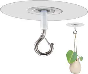 Adhesive Ceiling Hooks with Safety Clasp, Stick-On Wall Hooks for Plants, Wind Chimes, Home Storage and Bathroom Decor Adhesive Ceiling Hooks with Safety Clasp, Stick-On Wall Hooks for Plants, Wind Chimes, Home Storage and Bathroom Decor