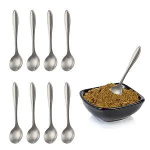 8 Pack 3.7 Tiny Small Spoons Mini Metal Powder Scoop | for Spices, Seasoning (Salt, Pepper, Sugar), Desserts, Party 8 Pack 3.7 Tiny Small Spoons Mini Metal Powder Scoop | for Spices, Seasoning (Salt, Pepper, Sugar), Desserts, Party