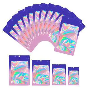 100 PCS Holographic Resealable Foil Mylar Pouches, Food Safe Storage Bags for Jewelry, Candy, Snack & Small Business Sample Packaging (2.4"x3.9", Blue Purple) 100 PCS Holographic Resealable Foil Mylar Pouches, Food Safe Storage Bags for Jewelry, Candy, Snack & Small Business Sample Packaging (2.4"x3.9", Blue Purple)