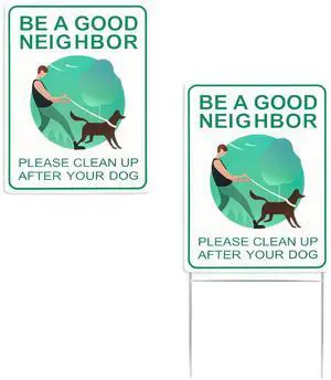 Clean Up After Your Dog Signs, 9" x 12", 2 Pack with 1 Metal Stake | No Dog Poop Lawn Signs, UV Protected & Waterproof, Double Sided Pick Up After Your Dog Sign for Yard Clean Up After Your Dog Signs, 9" x 12", 2 Pack with 1 Metal Stake | No Dog Poop Lawn Signs, UV Protected & Waterproof, Double Sided Pick Up After Your Dog Sign for Yard