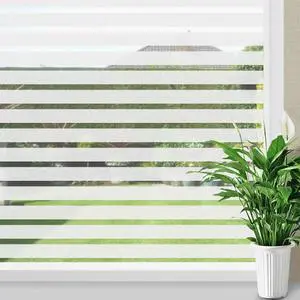 Donox Window Privacy Film UV Protection Static Window Film Non-Adhesive Window Film Beautiful and Simple for Home Office Striped Patterns 11.8 X 78.7 Inches Donox Window Privacy Film UV Protection Static Window Film Non-Adhesive Window Film Beautiful and Simple for Home Office Striped Patterns 11.8 X 78.7 Inches