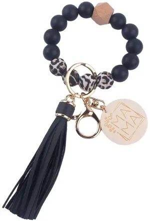 Phamines Silicone Wristlet Keychain Mother's Day Birthday Gift,Beaded Bracelet with Mama Tag,Keyring Key Holder Chains Bangle for Mom (Leopard) Phamines Silicone Wristlet Keychain Mother's Day Birthday Gift,Beaded Bracelet with Mama Tag,Keyring Key Holder Chains Bangle for Mom (Leopard)