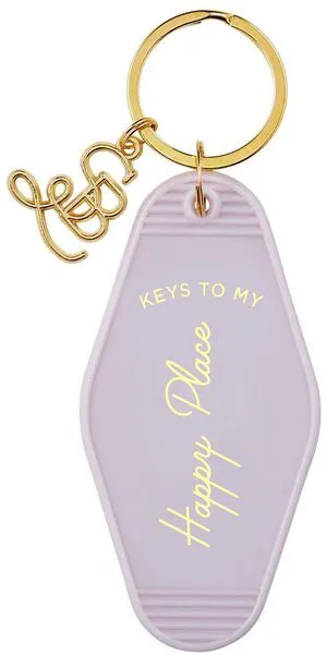 Santa Barbara Design Studio Keychain Lili + Delilah Small Gifts Vintage Motel Key Tag Key Ring, 3.5" Long, Happy Place (Lavender) Santa Barbara Design Studio Keychain Lili + Delilah Small Gifts Vintage Motel Key Tag Key Ring, 3.5" Long, Happy Place (Lavender)