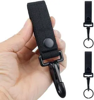 Heavy Duty Key Holder Clip for Belts - Metal Snap Hook & Nylon MOLLE Strap | Fits 1.5"-2.25" Duty/Tactical Belts, Secure Key Organizer (Black), 2 Pack Heavy Duty Key Holder Clip for Belts - Metal Snap Hook & Nylon MOLLE Strap | Fits 1.5"-2.25" Duty/Tactical Belts, Secure Key Organizer (Black), 2 Pack