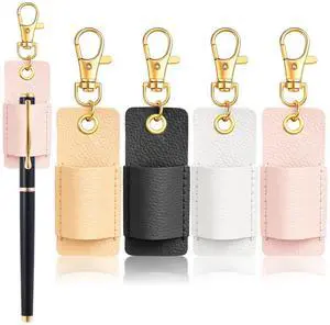 4 Pcs Lanyard Pen Holder, Anti-Lost Portable Keychain Pocket Pen Sleeve | for Nurses & Office Staff, Pink Khaki White Black Pen Protective Case with Keyring Lanyards, Universal Stationery Supply Kit 4 Pcs Lanyard Pen Holder, Anti-Lost Portable Keychain Pocket Pen Sleeve | for Nurses & Office Staff, Pink Khaki White Black Pen Protective Case with Keyring Lanyards, Universal Stationery Supply Kit