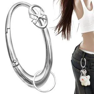 Zinc Alloy Double Star Push Button Large Keychain, Cute Carabiner Minimal Alloy Material Silver Cute for Car Keys Purse Handbag Backpack Bag Charms Zinc Alloy Double Star Push Button Large Keychain, Cute Carabiner Minimal Alloy Material Silver Cute for Car Keys Purse Handbag Backpack Bag Charms