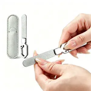 Metal Nail File, Stainless Steel 3.5IN Keychain Silver File for Men & Women | Small double-sided reusable metal file with PU leather case, shapes fingernails & toenails for home travel manicure pedicu Metal Nail File, Stainless Steel 3.5IN Keychain Silver File for Men & Women | Small double-sided reusable metal file with PU leather case, shapes fingernails & toenails for home travel manicure pedicu
