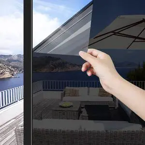 ConCus-T One Way Window Privacy Film Daytime Reflective Mirror Film Non-Adhesive Static Cling Anti UV Sun Blocking Window Tint for Home Office, Black Silver 11.81 Inch x 6.5 Feet ConCus-T One Way Window Privacy Film Daytime Reflective Mirror Film Non-Adhesive Static Cling Anti UV Sun Blocking Window Tint for Home Office, Black Silver 11.81 Inch x 6.5 Feet