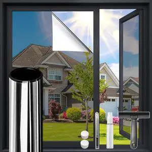 DUOFIRE One Way Privacy Window Film, Reflective Window Film, 11.8" x 78.7" | Heat Control & Sun blocking, Static Cling, Removable, Mirror Effect, Daytime See Out Not in, for Home, Office & Glass Doors DUOFIRE One Way Privacy Window Film, Reflective Window Film, 11.8" x 78.7" | Heat Control & Sun blocking, Static Cling, Removable, Mirror Effect, Daytime See Out Not in, for Home, Office & Glass Doors