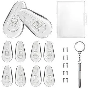 5 Pairs of Eyeglass Nose Pads, Upgraded 15x8mm Soft Silicone Air Chamber Eyeglasses Nose Pads, Screw-in Glasses Nose Pad Replacement Kit. 5 Pairs of Eyeglass Nose Pads, Upgraded 15x8mm Soft Silicone Air Chamber Eyeglasses Nose Pads, Screw-in Glasses Nose Pad Replacement Kit.
