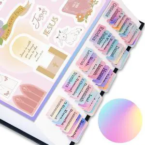 Bible Tabs with Unique Stickers, Bible Tabs for Women, Laminated Bible Tabs, Christian Gifts, Large Print Bible Tabs for Easy Navigation, Bible Book Index Tabs Labels, Bible Study Supplies (Rainbow) Bible Tabs with Unique Stickers, Bible Tabs for Women, Laminated Bible Tabs, Christian Gifts, Large Print Bible Tabs for Easy Navigation, Bible Book Index Tabs Labels, Bible Study Supplies (Rainbow)