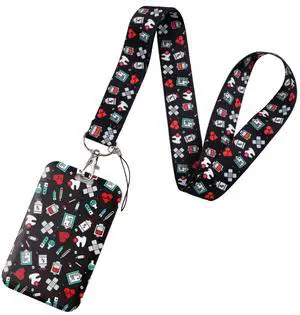 BKBKAAK Nurse Lanyards for ID Badges for Women Cute, Black Name Tag Badge Holder with Soft Silky Neck Lanyard, Medicine Keychain with Lanyard for Doctor, Hospital, Office BKBKAAK Nurse Lanyards for ID Badges for Women Cute, Black Name Tag Badge Holder with Soft Silky Neck Lanyard, Medicine Keychain with Lanyard for Doctor, Hospital, Office