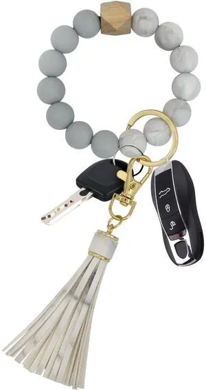 Pusunas Keychain for Women Wristlet Key rings Bracelet Silicone Beaded Bracelet Portable Car Tassel Key chain Pusunas Keychain for Women Wristlet Key rings Bracelet Silicone Beaded Bracelet Portable Car Tassel Key chain