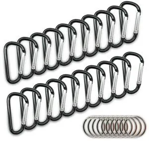 20PCS Mini 1.85"/4.7CM Aluminum Carabiners with 10PCS Nickel Metal Key Rings Lightweight D Shape Keychain Clips Small Multipurpose Carabiner Buckles for Indoor Outdoor Use 20PCS Mini 1.85"/4.7CM Aluminum Carabiners with 10PCS Nickel Metal Key Rings Lightweight D Shape Keychain Clips Small Multipurpose Carabiner Buckles for Indoor Outdoor Use