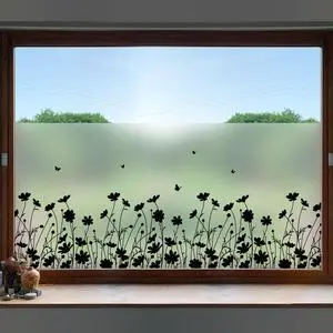 DKTIE Window Privacy Film Flowers Pure Black Stained Glass Window Film Decorative Frosted Glass Window Film Sun Blocking Heat Control Static Cling (A274-Black, 17.5in X 78.7in) DKTIE Window Privacy Film Flowers Pure Black Stained Glass Window Film Decorative Frosted Glass Window Film Sun Blocking Heat Control Static Cling (A274-Black, 17.5in X 78.7in)